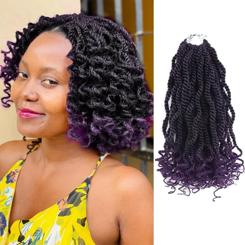Miniatura 53 de Cabello rubio de ganchillo para mujeres negras, trenzas senegalesas onduladas de ganchillo de 12 pulgadas, trenzas kinky de ganchillo cortas 27613