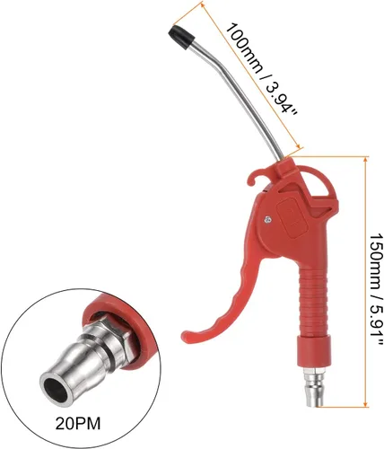 Miniatura 2 de HARFINGTON Pistola de soplado de aire de acero inoxidable de alta presión con boquilla angular de 4 pulgadas de largo, mango de 5.906 in para Rojo