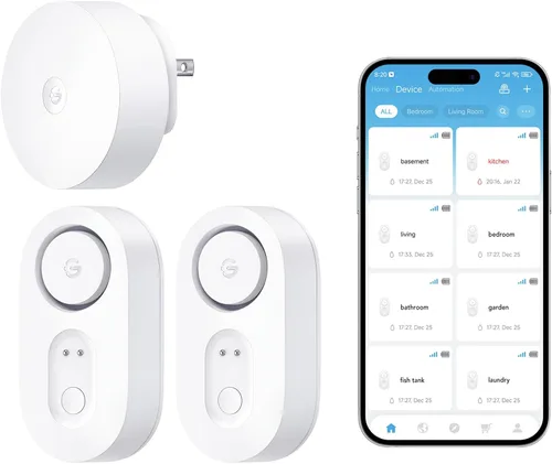 Miniatura 10 de GoveeLife Detector Inteligente de Fugas de Agua Mejorado 1s con Alcance Ultra Largo de 1804 pies, Sensor de Agua WiFi con SMS/Correo