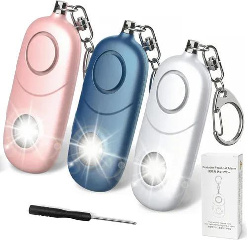 Miniatura 15 de Alarma personal para mujeres, llavero de alarma: Qoosea 135dB llavero de emergencia sirena con luz estroboscópica sirena fuerte para mujeres, niños