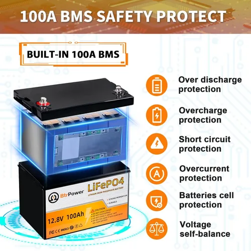 Miniatura 6 de Batería de litio de 12 V, batería LiFePO4 de ciclo profundo 5000+ con BMS integrado de 100 A para almacenamiento en el hogar, motor de arrastre, RV