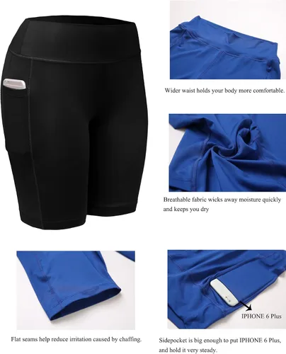 Miniatura 7 de NELEUS Pantalones cortos de compresión para mujer con bolsillo