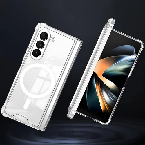 Miniatura 6 de Funda magnética transparente para Samsung Galaxy Z Fold 5 [compatible con accesorios MagSafe] Funda magnética delgada a prueba de golpes