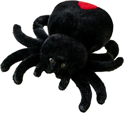 Juguete de peluche de araña, suave peluche Kawaii de Halloween de 10 pulgadas, decoración de regalo para niños y adultos (negro)