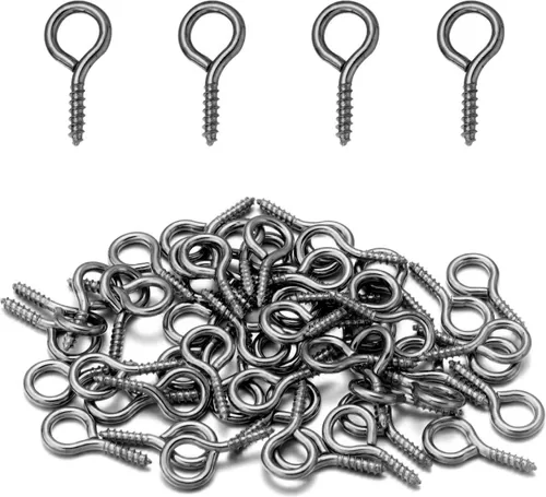 Miniatura 13 de 200 Pcs de tornillos de ojo de metal con ganchos 0.55 pulgadas/14 mm tornillos de ojo resistentes para hacer joyas DIY plateados con rosca