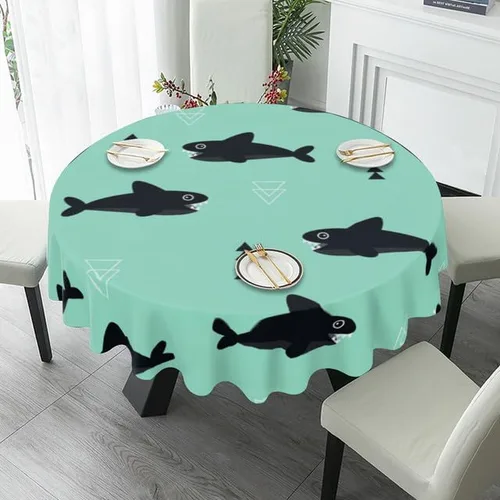 Miniatura 4 de Bonito mantel redondo con estampado de tiburón, lavable, resistente a las arrugas, para el hogar, cocina, comedor, picnic, campamento, fiesta
