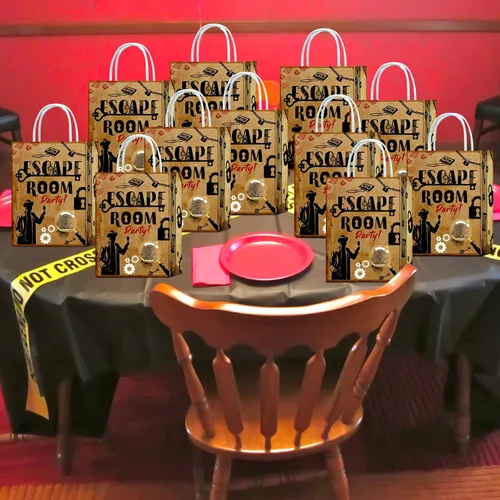 Miniatura 4 de 16 bolsas de regalo para sala de escape para suministros de fiesta de cumpleaños, aperitivos de regalo, dulces con asas para niños y adultos