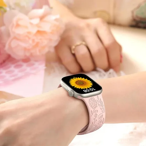Miniatura 6 de SNBLK Paquete de 6 correas florales grabadas compatibles con Apple Watch de 40mm 41mm 42mm 38mm 44mm 45mm 46mm 49mm, mujeres y hombres, correa