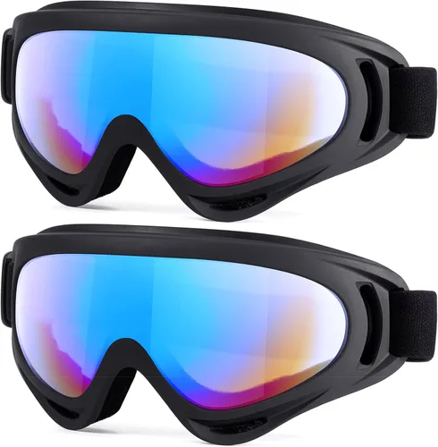 MAMBAOUT Paquete de 2 gafas de esquí de nieve, gafas de snowboard para hombres, mujeres, jóvenes, niños, niños o niñas