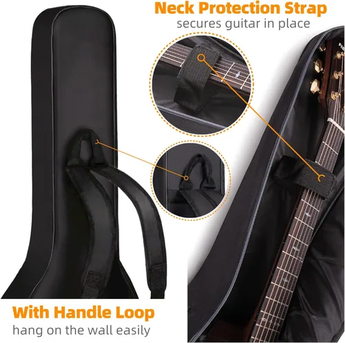 Miniatura 3 de GIGKOUKI Funda para guitarra acústica de 40 y 41 pulgadas, suave bolsa acolchada de 0.35 pulgadas, bolsa de guitarra impermeable clásica con lazo