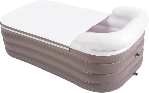 Miniatura 11 de Bañera inflable de 6 pies para adultos, bañera inflable independiente de 4 capas plegable con bomba de aire eléctrica para bañera, spa, baño