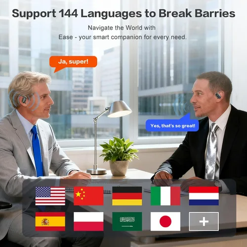 Miniatura 3 de Auriculares de traducción AI en tiempo real, 144 traductores de idiomas auriculares auriculares, traductores de inglés 3 en 1, auriculares