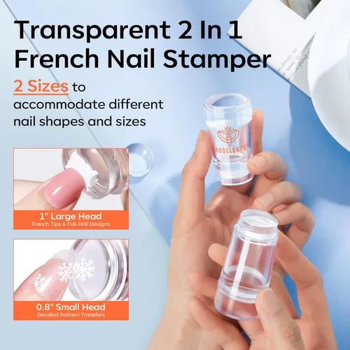 Miniatura 2 de Modelones Herramienta de punta francesa: 6 piezas de sellos de uñas francesas, kit de manicura francesa adecuado para bricolaje junto con esmalte