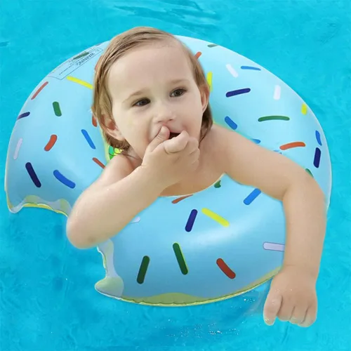 Miniatura 3 de Paquete de 2 flotadores inflables de piscina en forma de dona para verano, playa, agua, decoración de fiesta