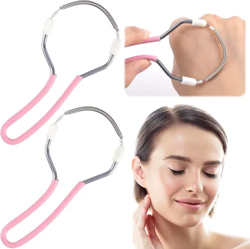 Miniatura 8 de 2 unidades de removedor de vello facial manual, depiladora portátil de acero inoxidable con cuentas, removedor de vello facial suave para mujeres