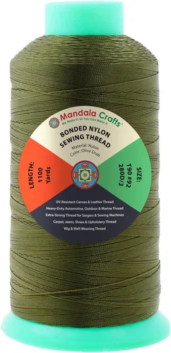 Miniatura 102 de Mandala Crafts - Hilo de nailon para coser cuero, tapicería, mezclilla y para trenzar el pelo; resistente, 1500 yardas, tamaño 69 T70 Marrón