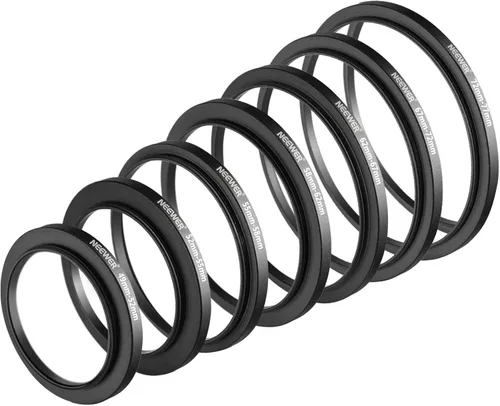 NEEWER 7 adaptadores de filtro de anillos escalonables, 1.929-2.047 in, 2.047-2.165 in, 2.165-2.283 in, 2.283-2.441 in, 2.441-2.638 in, 2.638-2.835