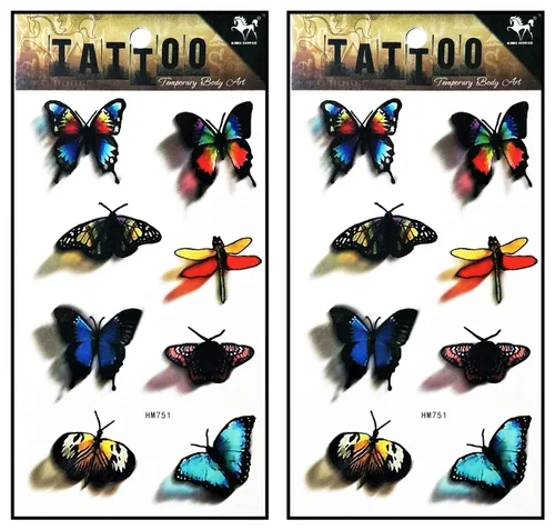 Miniatura 6 de Tatuajes 2 hojas de luna sol estrellas sobre amarillo azul impermeable tatuaje falso temporal pegatinas arte corporal extraíble para hombres mujeres