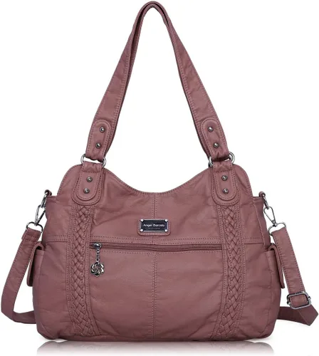 Miniatura 135 de Angel Barcelo - Bolsa de hombro amplia para mujer, diseño Hobo, cuero lavado