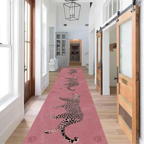 Miniatura 10 de Alfombra de pasillo con estampado de tigre, 2 x 10 pies, alfombra de rayas con estampado de piel de animal, alfombra interior a rayas blancas y 5