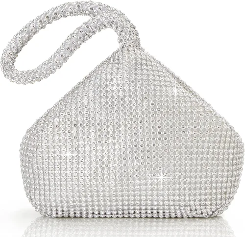 Miniatura 8 de BABEYOND - Bolso de mano con diamantes de imitación para mujer, con diseño brillante de triángulo, para fiesta de los años 1920, graduación, boda