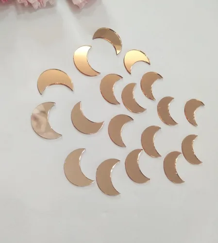 Miniatura 3 de 100 piezas de mosaico de espejo en forma de luna, mini mosaico de vidrio, mosaico de espejo para manualidades, azulejos de bricolaje para arte
