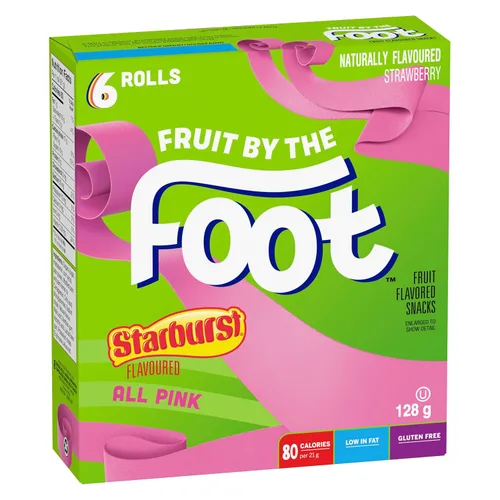 Miniatura 7 de Betty Crocker, Sin gluten, Fruit by The Foot, Starburst All Pink, 6 unidades, 4.5 onzas, (caja) (importado de Canadá)