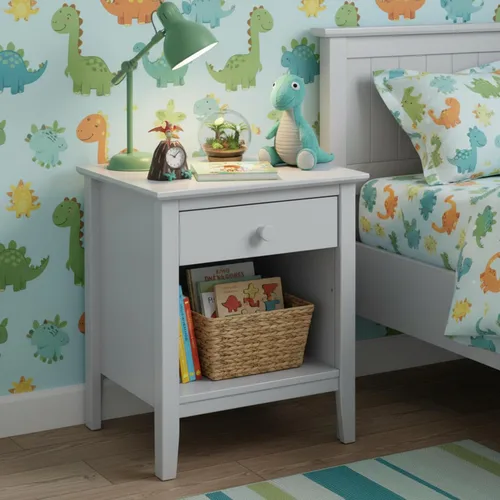 Miniatura 2 de Alaterre Furniture Simplicity - Mesita de noche pequeña con cajón y estante abierto grande, mesa auxiliar de madera maciza de 23.5 pulgadas o mesita