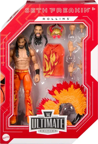Miniatura 2 de Mattel WWE Ultimate Edition Fan Takeover Figura de Acción, Set Coleccionable de Seth Rollins con Accesorios Intercambiables como Cabezas Adicionales