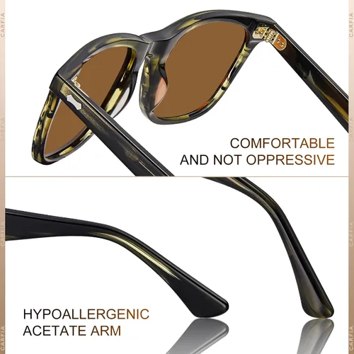 Miniatura 21 de CARFIA Lentes de sol polarizados cuadrados para hombre, protección UV400, acetato retro, hechos a mano, hechos a mano