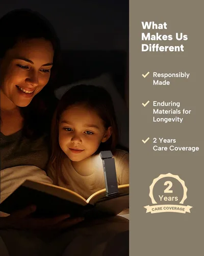 Miniatura 7 de 86lux Luz de Libro, Luz de Lectura LED Recargable con Clip para Uso en Cama y Noche - 3 Temperaturas de Color con Atenuación Continua, Diseño de Gris