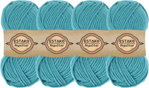 Miniatura 18 de Estako Megastar, 3.52 Oz (100g) de hilo de acrílico 75% y lana 25%, suave, peso grueso voluminoso #5 para crochet y tejer 120 yardas (110m)