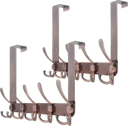 Miniatura 20 de SKOLOO Gancho sobre la puerta - para puertas de hasta 1-3/4' de espesor, colgador de puerta de metal con 5 ganchos triples, colgador sobre la puerta