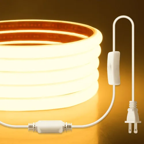 Miniatura 14 de Aclorol Tira de luces LED COB de 110 V para exteriores, impermeable, 6.56 pies/2M, luz diurna blanca 6000 K CRI90+ flexible y Unifrom tira de luz