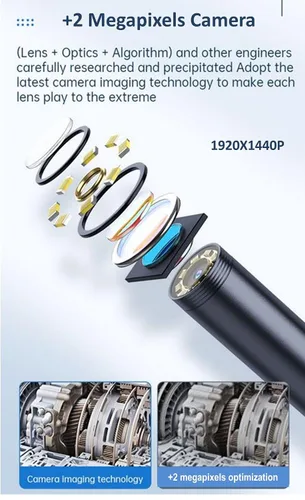 Miniatura 3 de Cámara endoscopio HD 1920P de 9.8 pies con luz, boroscopio con 8 luces LED ajustables, USB tipo C, cámara de inspección con cable de serpiente