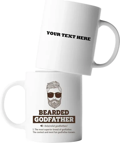 Miniatura 11 de Panvola Taza con definición de padrino barbudo, regalo de ahijado, ahijado, ahijada, bautizo, bautismo, día del padre, apreciación de la barba