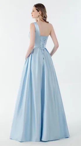 Miniatura 6 de GUKARLEED Vestido de fiesta largo con un hombro para mujer, vestido de baile largo con abertura alta, corsé de satén, vestidos formales, vestido