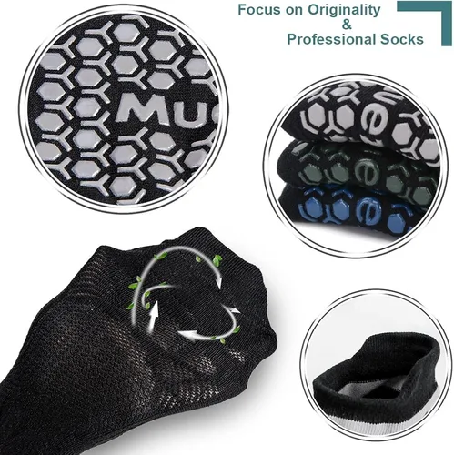 Miniatura 6 de Muezna - Calcetines antideslizantes para hombre para yoga pilates barre Bikram fitness hospital con agarre