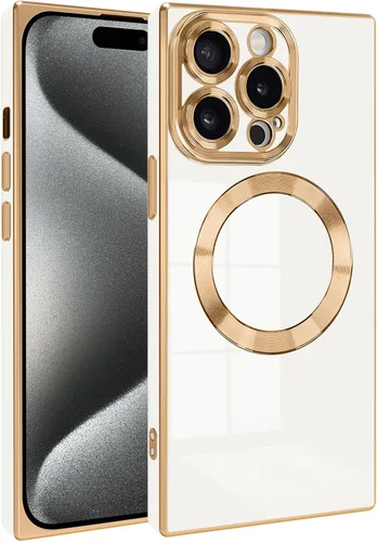 Miniatura 11 de Funda magnética para iPhone 15 compatible con Magsafe, TPU suave plateado a prueba de rayones con lente totalmente cubierta compatible con carga