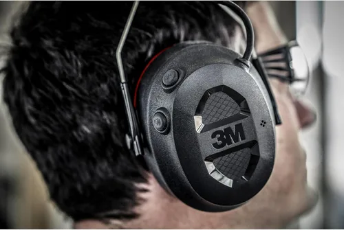 Miniatura 17 de 3M Pro-Protect + Cojines de Gel - Protector auditivo electrónico, clasificación de reducción de ruido (NRR) de 26 dB, orejeras Bluetooth, altavoces