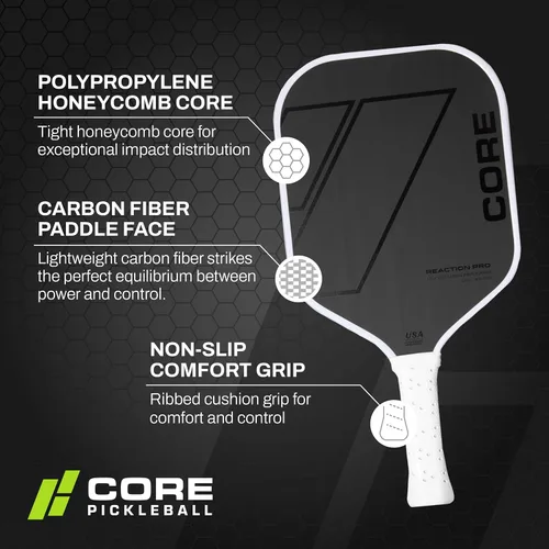 Miniatura 3 de CORE Pickleball - Paletas de pickleball de fibra de carbono - Aprobadas por USAPA - Modelos PRO y de entrada - Empuñadura de confort acolchada