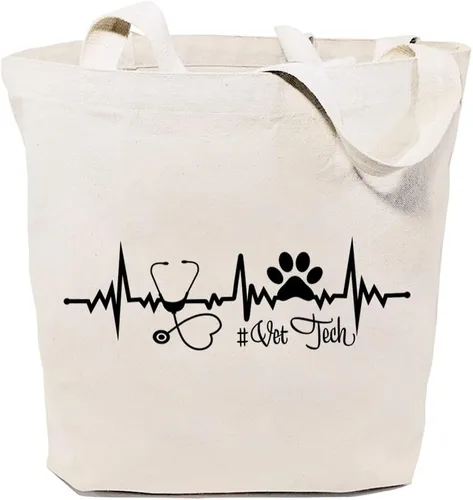 Vet Tech - Bolsa de lona para mujer, estética, medicina veterinaria, reutilizable, bolsa de compras para el hombro, regalo divertido Blanco