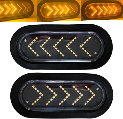 Miniatura 6 de Luz trasera de remolque de 6 pulgadas, color ámbar, 45 LED, secuencial, con flecha secuencial, para remolque, luces indicadoras de señal ovalada