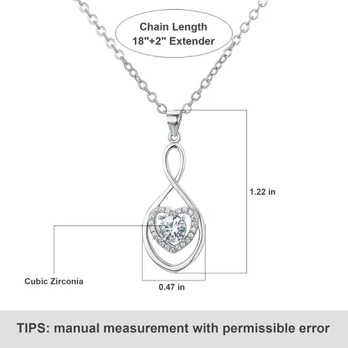 Miniatura 3 de Regalos para madre de la novia, regalos de boda para mamá de hija, collar de plata con corazón infinito para mujer, N08F, Metal Zirconia cúbica