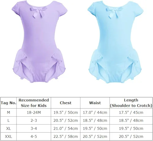 Miniatura 7 de OBEEII Vestido de ballet de manga corta para niña y niña con falda alta y falda de leotardo bailarina de gimnasia