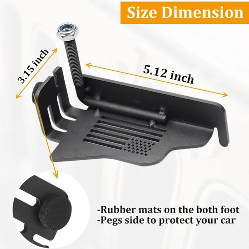 Miniatura 3 de Estriberas de pie con bandera de Estados Unidos sin puerta delantera, panel de pedal de reposo, acero negro, se adapta a accesorios Jeep Wrangler JK