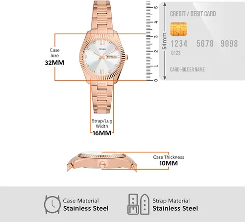 Miniatura 5 de Fossil Scarlette - Reloj de cuarzo de acero inoxidable para mujer