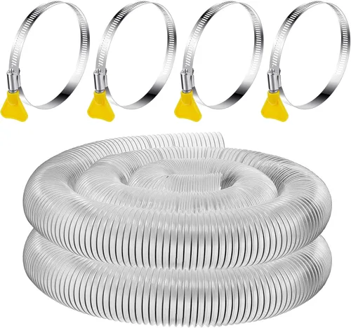 Miniatura 12 de Amylove Manguera de recogida de polvo de PVC pesado de 2.5 pulgadas, 10 pies, manguera flexible de PVC transparente con bobina de alambre de acero