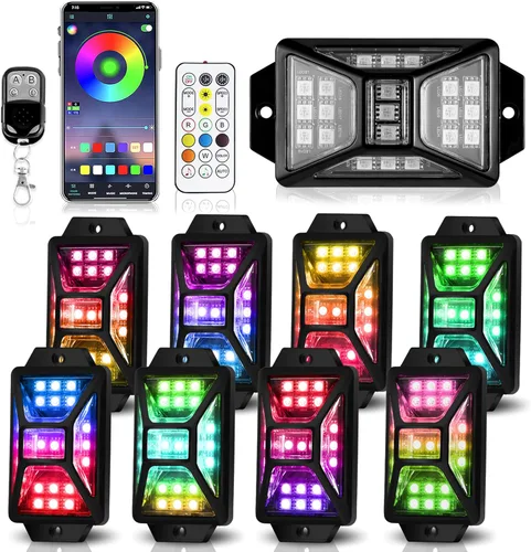 Miniatura 12 de 4 cápsulas de luces RGB de ángulo completo compatibles con camiones de 12 V, Jeep, UTV, SUV, ATV, barco, carrito de golf, impermeable, multicolor