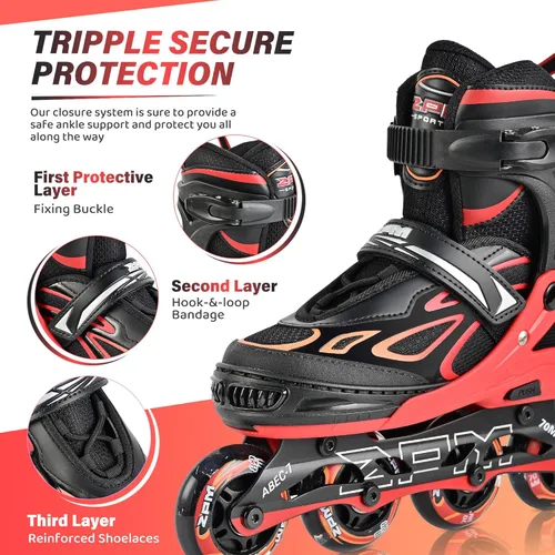 Miniatura 4 de 2PM SPORTS Vinal - Patines en línea ajustables intermitentes para niñas, todas las ruedas se iluminan, divertidos patines iluminadores para niños